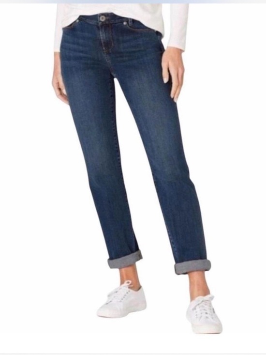 J. Jill Denim - J. Jill Indigo Boyfriend Jeans with Rolled Cuffs
